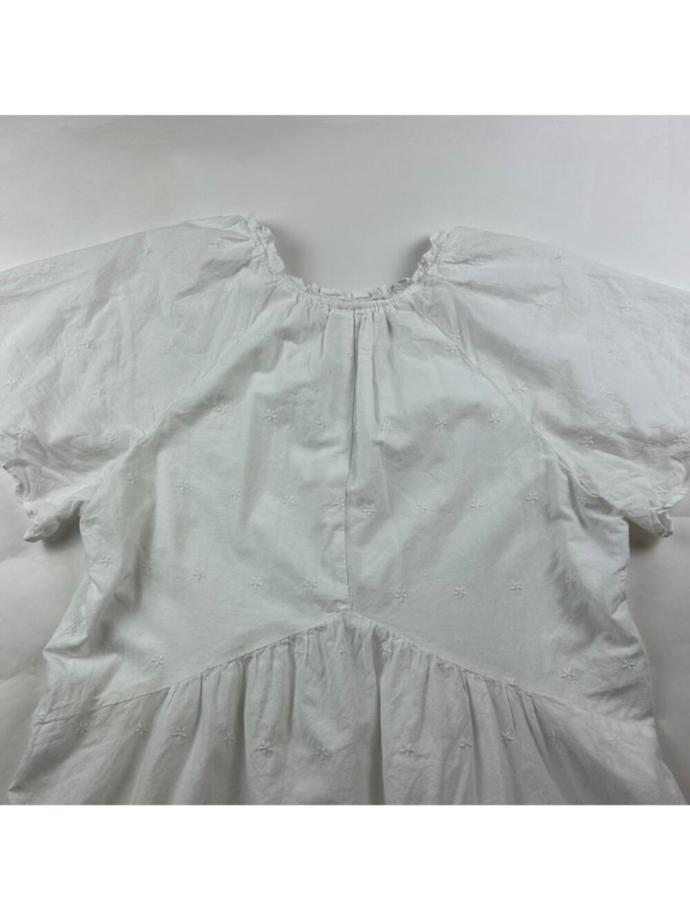 Old Navy White Cotton Eyelet Babydoll Mini Dress L - Picture 6 of 8